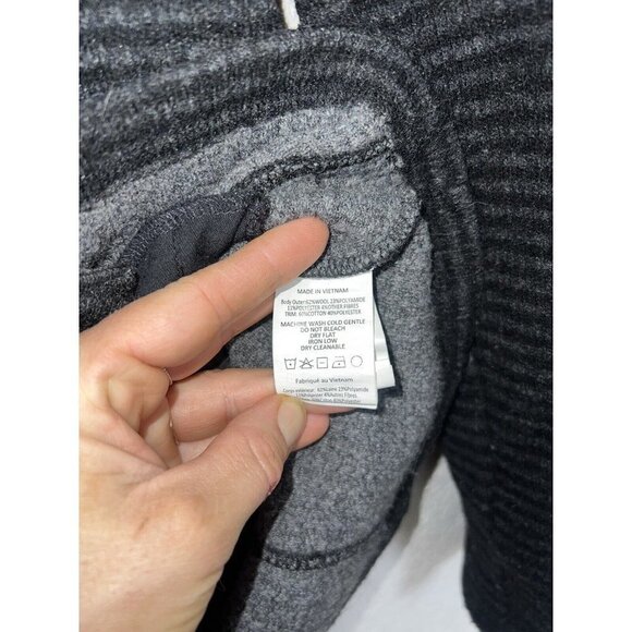 Prana Black Gray Striped Milana Wool-Blend Button-Up Cardigan Jacket Medium X1 - Picture 6 of 10